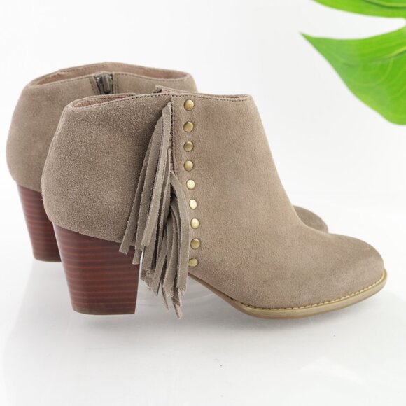 Vionic Womens Faros Boots Size 8 Taupe Suede Fringe Western Block Heel Booties - Picture 7 of 12